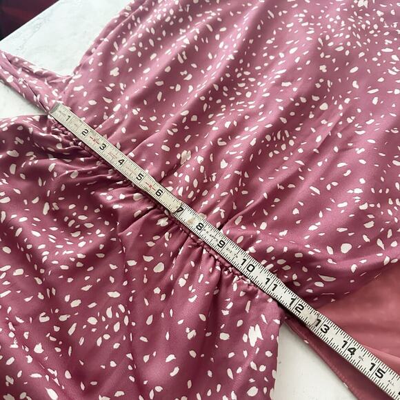 Vici Collection Mauve Dot Faux Wrap Side Tie Mini Dress women’s size small NEW - Picture 13 of 13